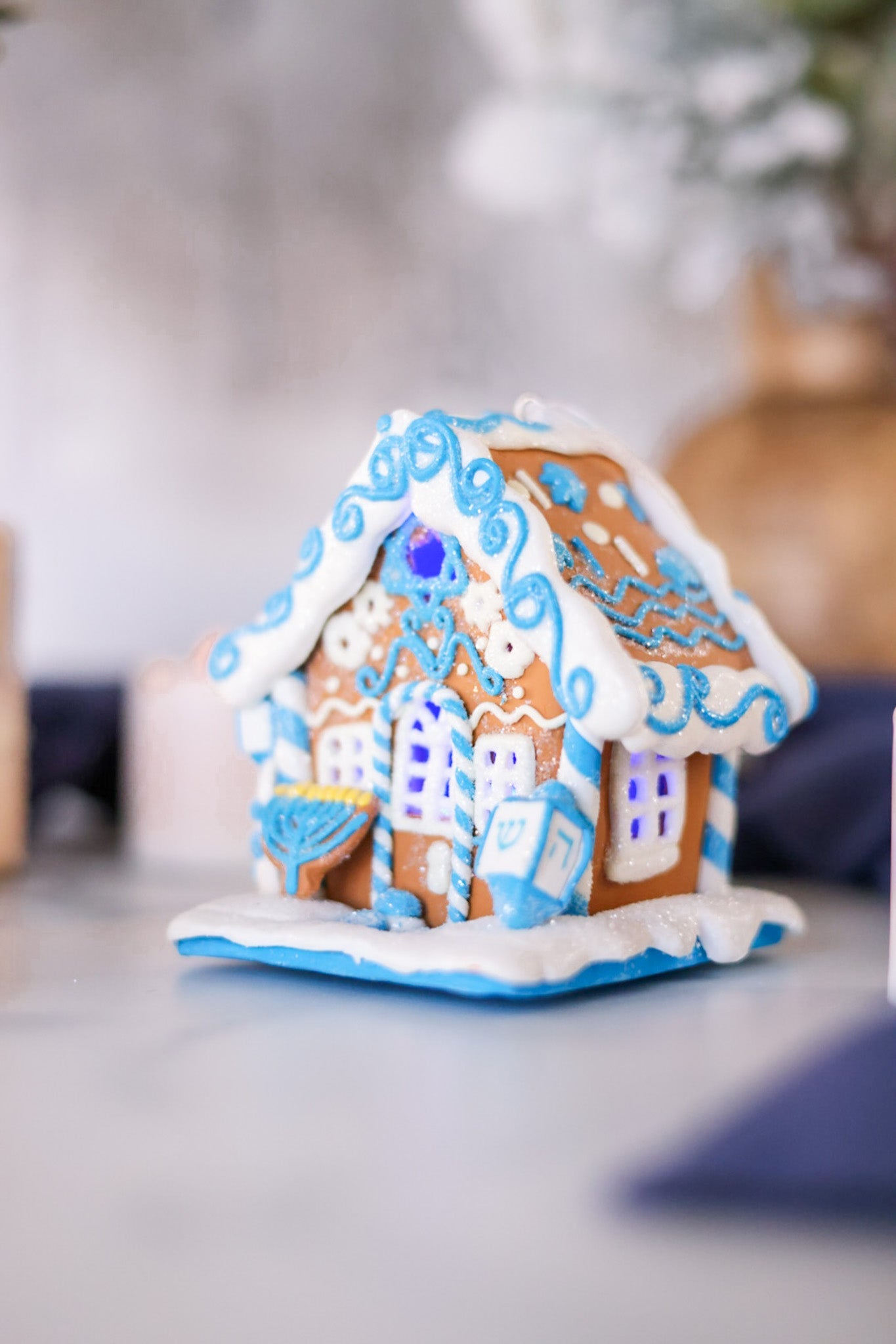 Hanukkah Gingerbread LED House Ornament - Whiskey Skies