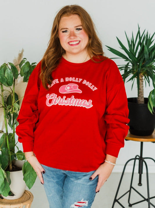 Have A Holly Dolly Christmas Crewneck Sweater - Whiskey Skies