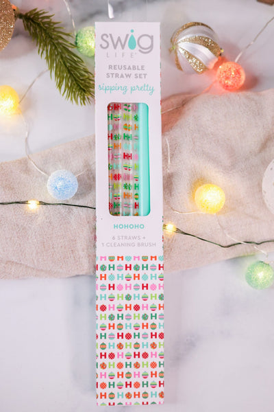 SWIG HO HO HO & Mint Reusable Straw Set