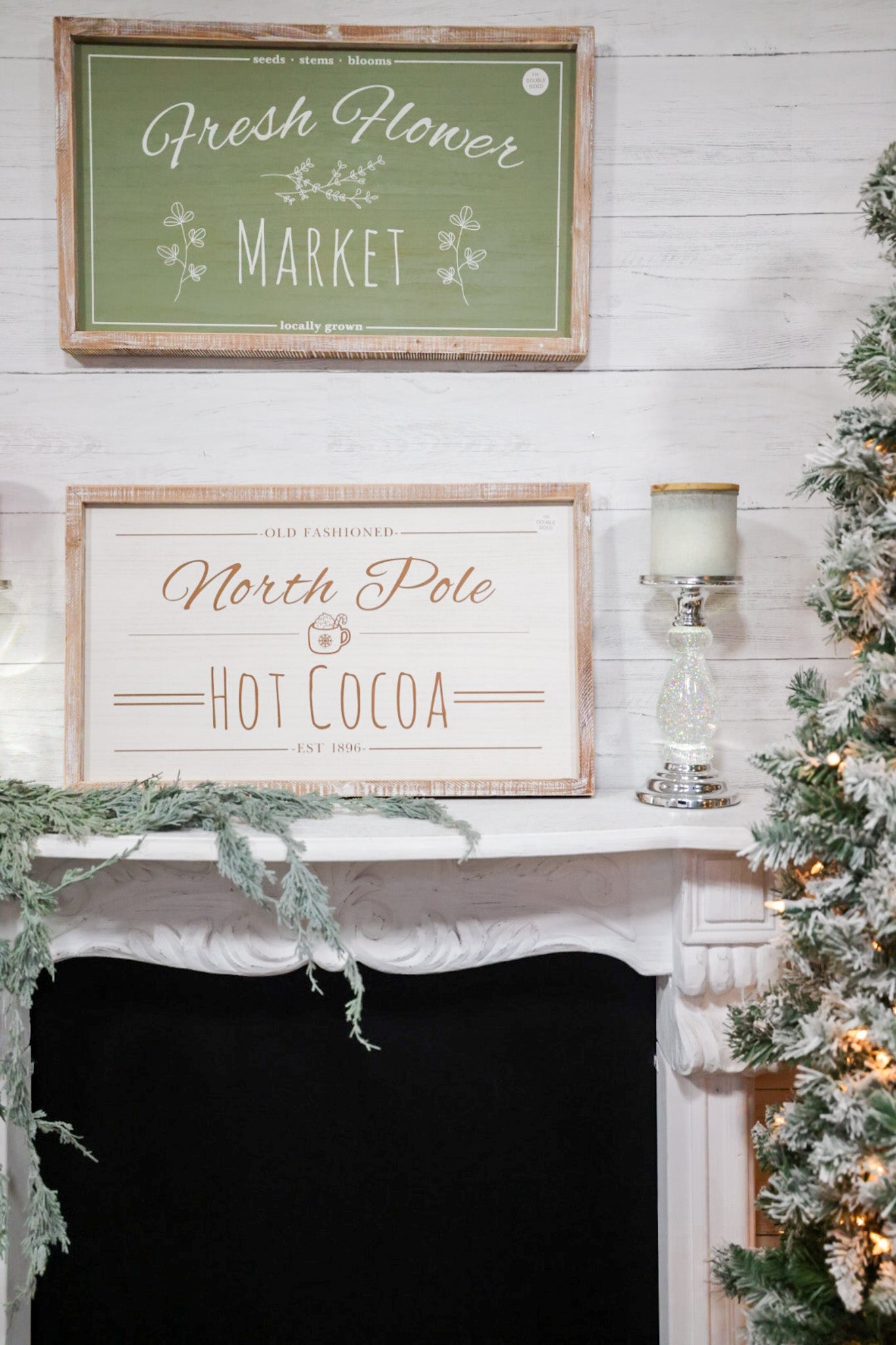 Hot Cocoa & Fresh Flowers Double Sided Sign - Whiskey Skies