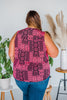 Hot Pink Patterned V-Neck Tank Top - Whiskey Skies