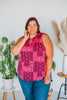 Hot Pink Patterned V-Neck Tank Top - Whiskey Skies