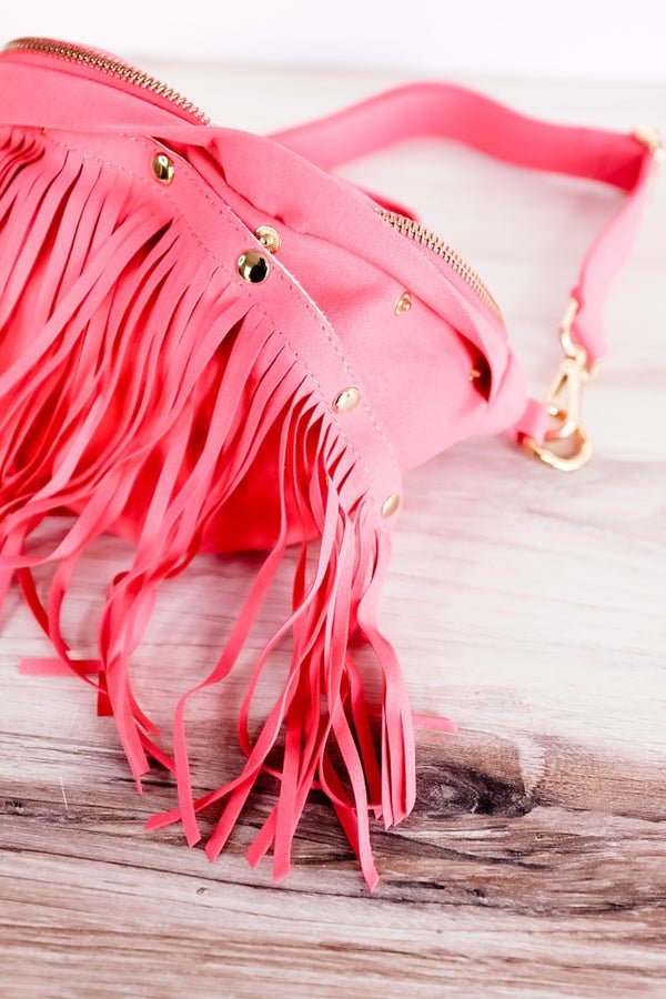 Hot Pink Removable Fringe Fanny Pack - Whiskey Skies