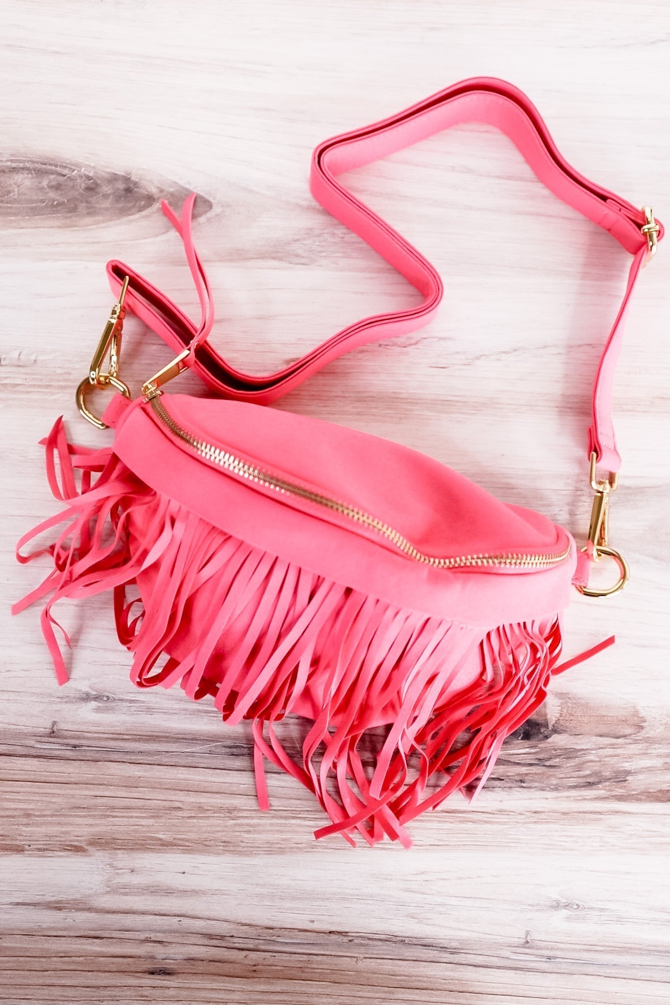 Hot Pink Removable Fringe Fanny Pack - Whiskey Skies
