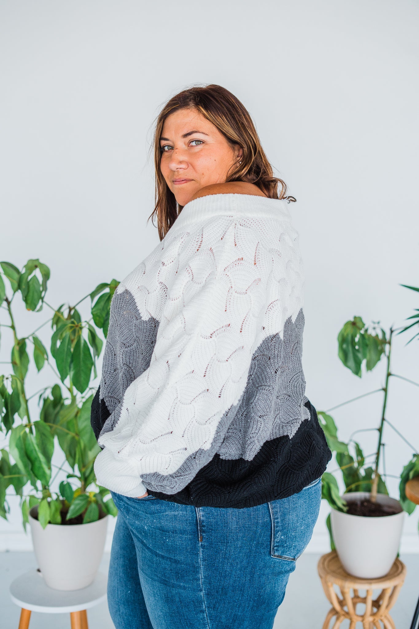 Ivory Color Block Dolman Sleeve Knit Sweater - Whiskey Skies