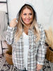 Ivory Tan Plaid Button Down With Detachable Hood