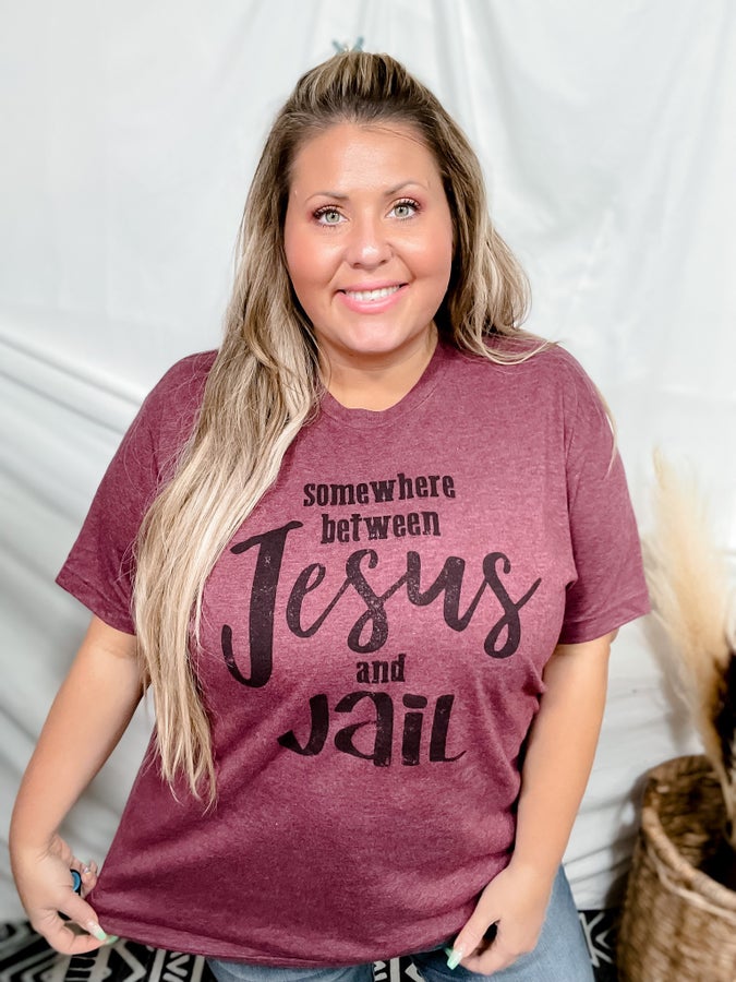 Jesus & Jail Graphic Tee - Whiskey Skies