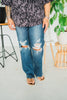 Judy Blue 90's Destroyed Knee Straight Jeans - Whiskey Skies