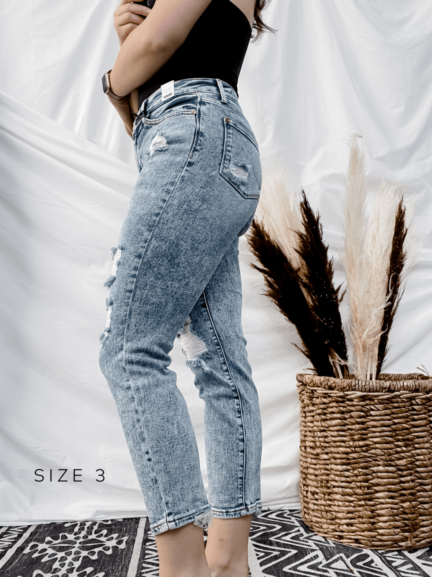 Judy Blue Acid Wash Destroyed Boyfriend Jeans - Whiskey Skies