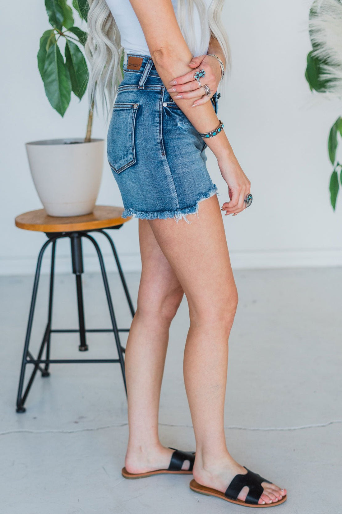 Judy Blue Adjustable Button Denim Shorts - Whiskey Skies