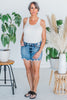 Judy Blue Adjustable Button Denim Shorts - Whiskey Skies