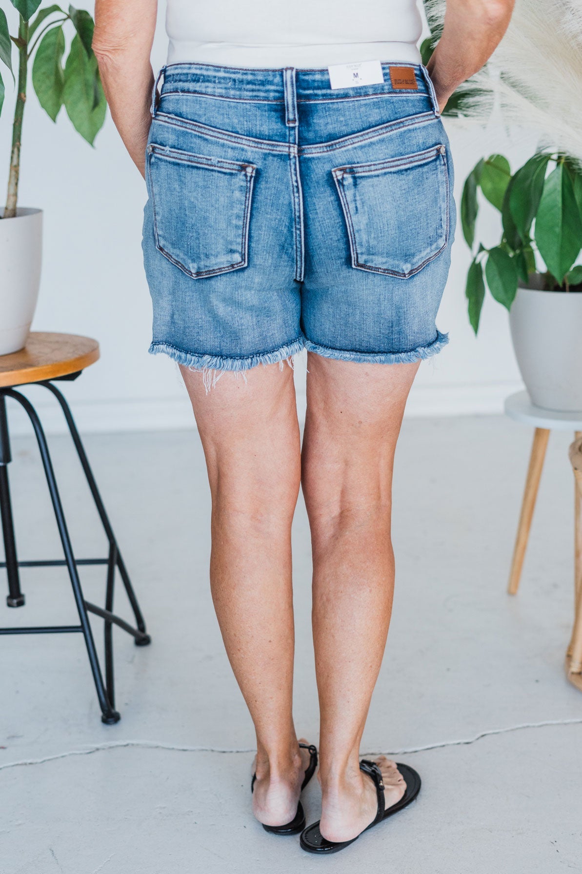 Judy Blue Adjustable Button Denim Shorts - Whiskey Skies