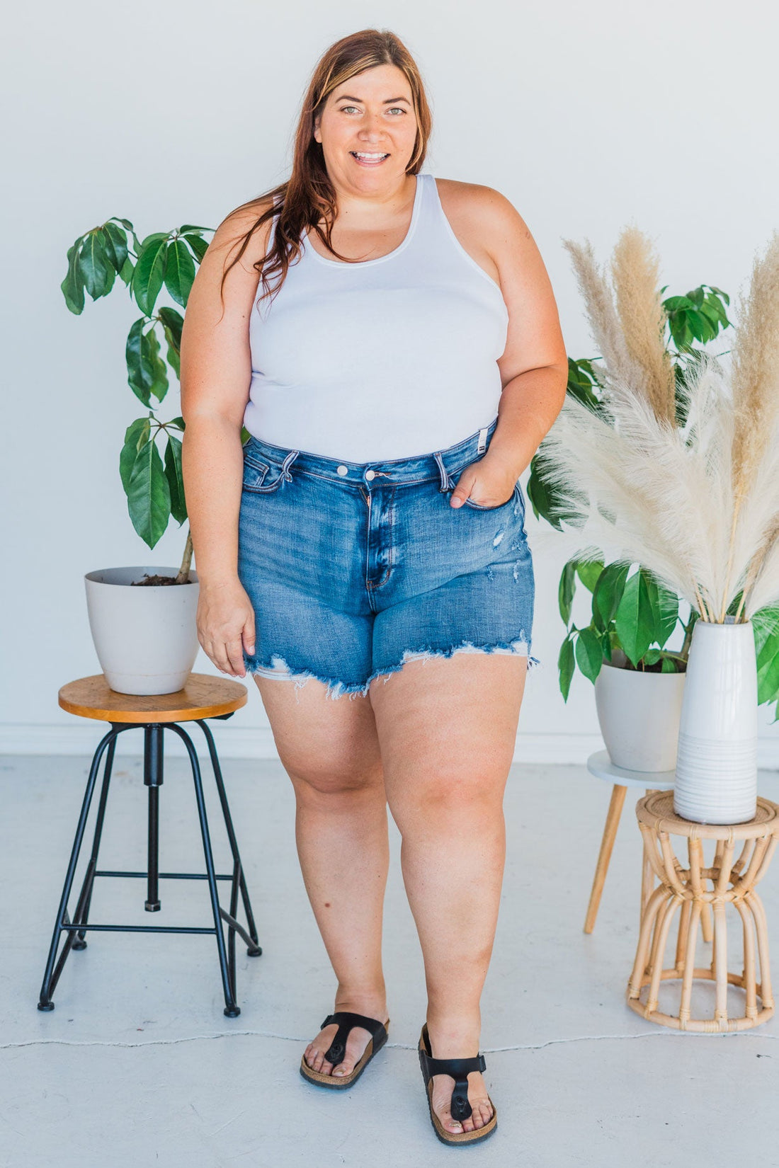 Judy Blue Adjustable Button Denim Shorts - Whiskey Skies