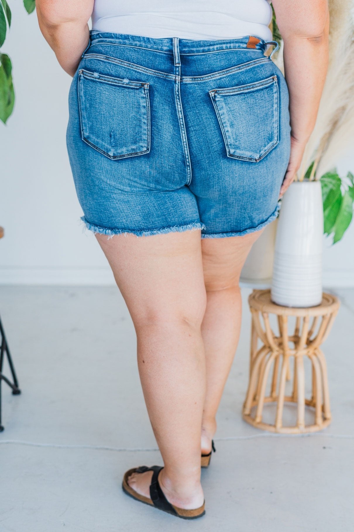 Judy Blue Adjustable Button Denim Shorts - Whiskey Skies