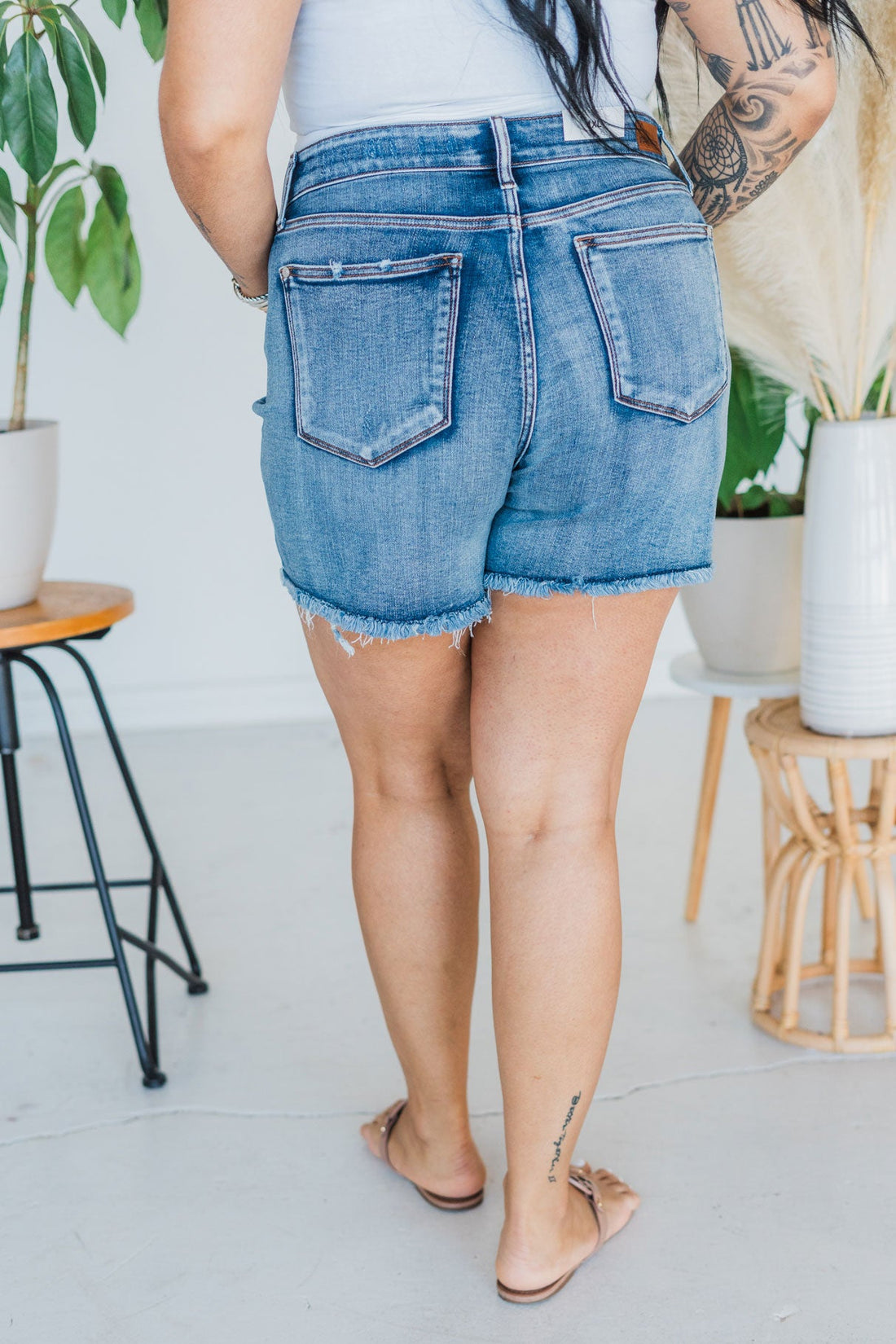 Judy Blue Adjustable Button Denim Shorts - Whiskey Skies