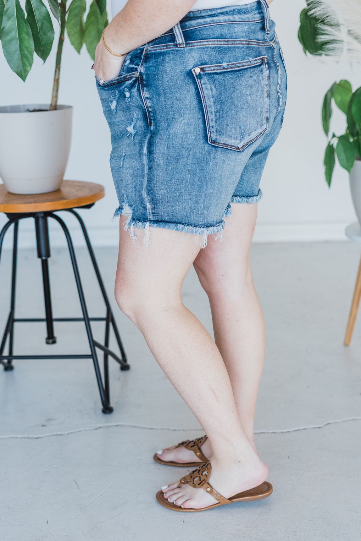 Judy Blue Adjustable Button Denim Shorts - Whiskey Skies