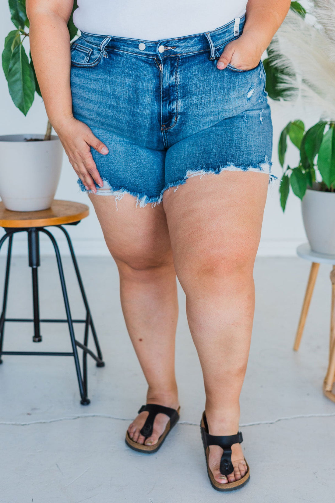 Judy Blue Adjustable Button Denim Shorts - Whiskey Skies