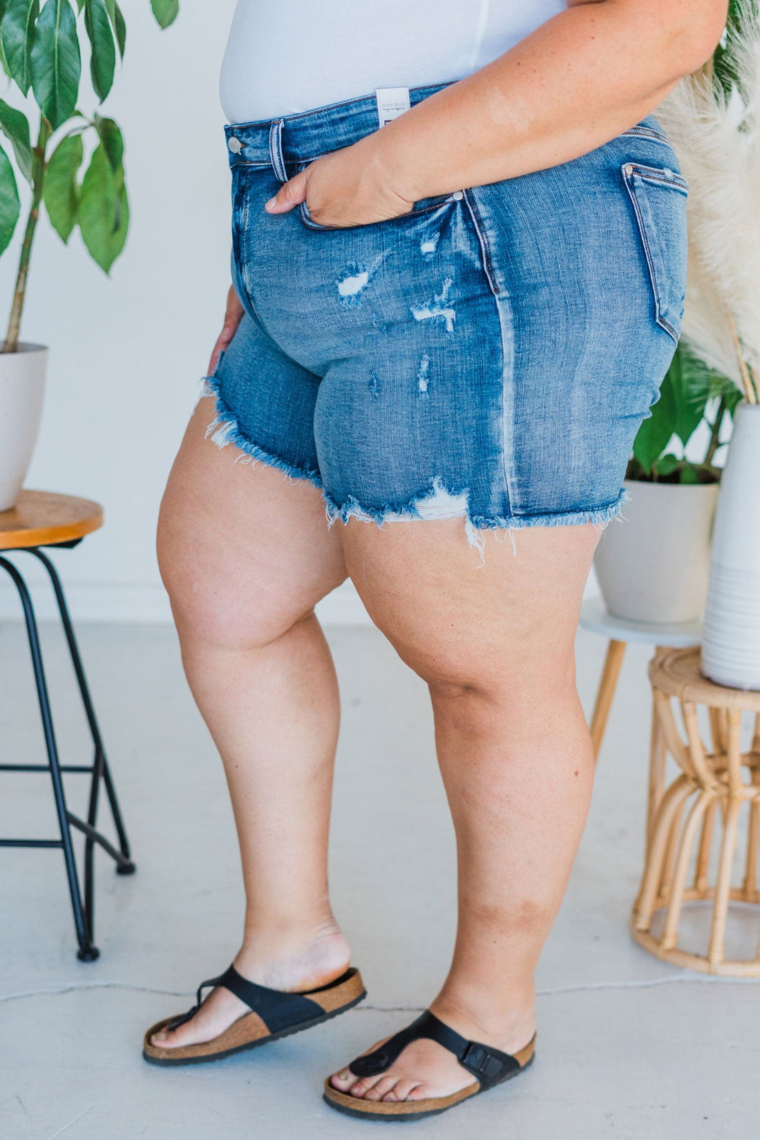 Judy Blue Adjustable Button Denim Shorts - Whiskey Skies