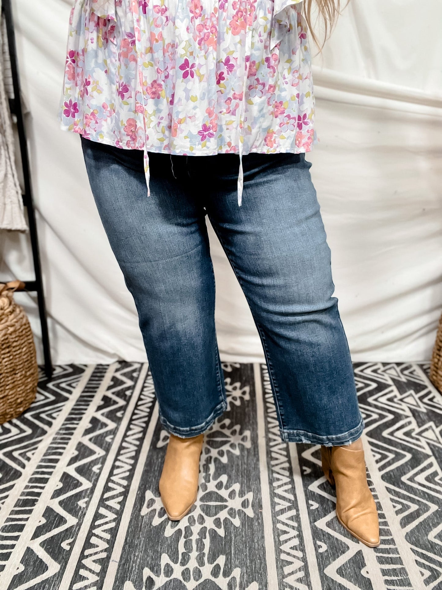 Judy Blue Cropped Wide Leg Jeans - Whiskey Skies