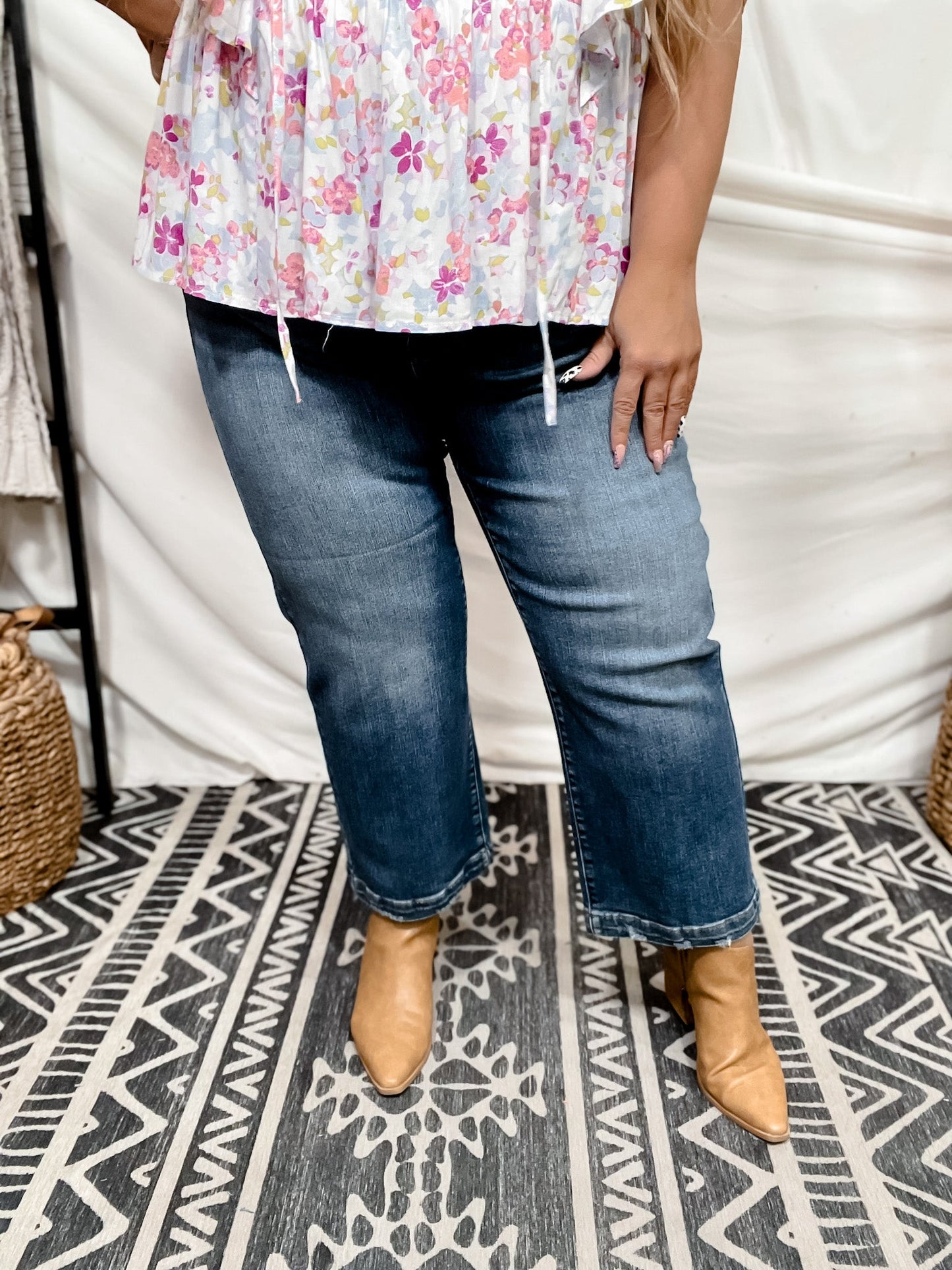 Judy Blue Cropped Wide Leg Jeans - Whiskey Skies