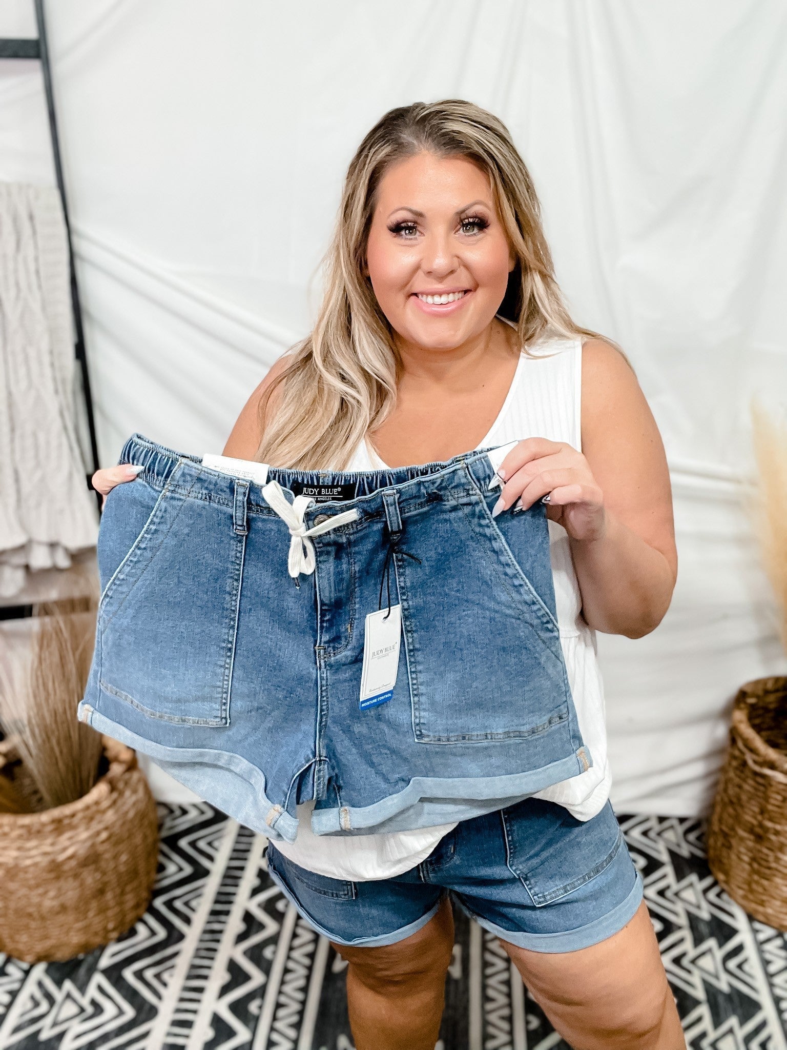 Pull on best sale blue jean shorts