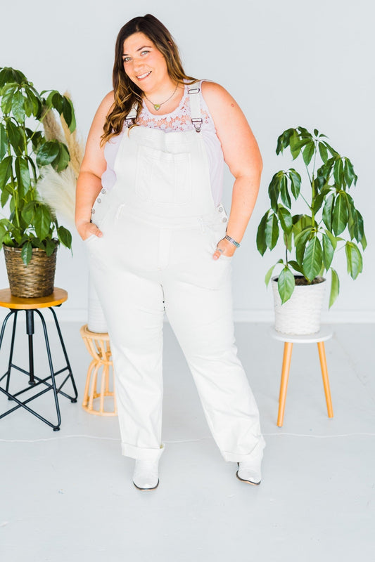 Judy Blue High-Waist Cuffed Destroy Overall Straight - Whiskey Skies
