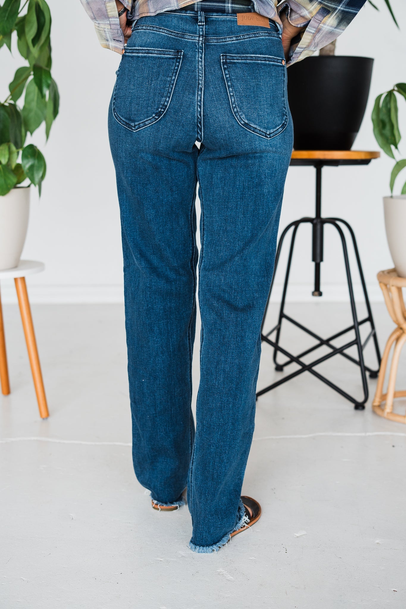Judy Blue High Waist Inseam Detail & Release Hem Straight Jeans - Whiskey Skies