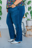 Judy Blue High Waist Inseam Detail & Release Hem Straight Jeans - Whiskey Skies