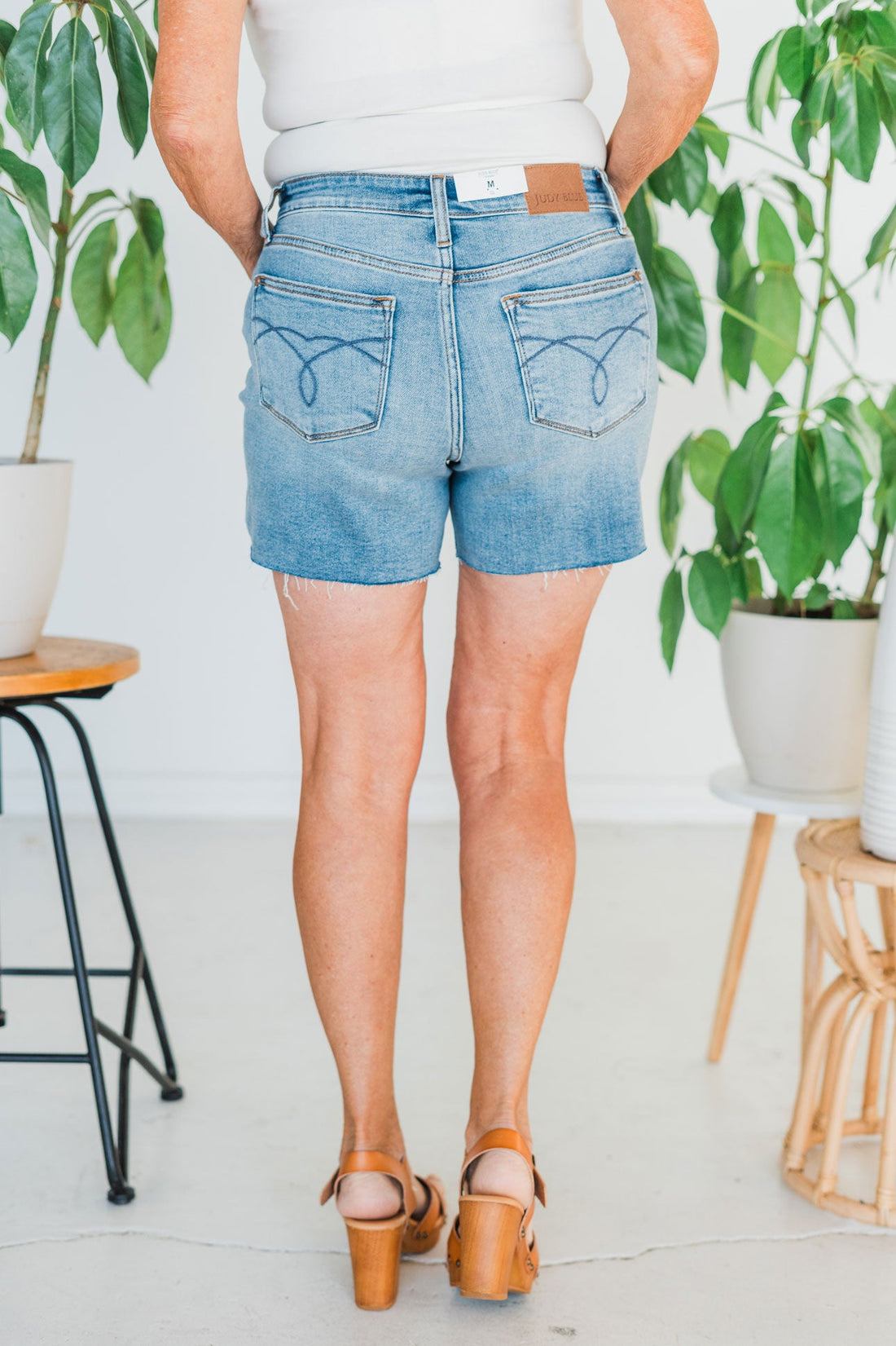 Judy Blue High-Waist Raw Hemline Shorts - Whiskey Skies