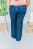 Judy Blue High Waist Rinse Geometric Waistband and Pocket Embroidery Wide - Whiskey Skies