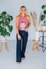 Judy Blue High Waist Rinse Geometric Waistband and Pocket Embroidery Wide - Whiskey Skies
