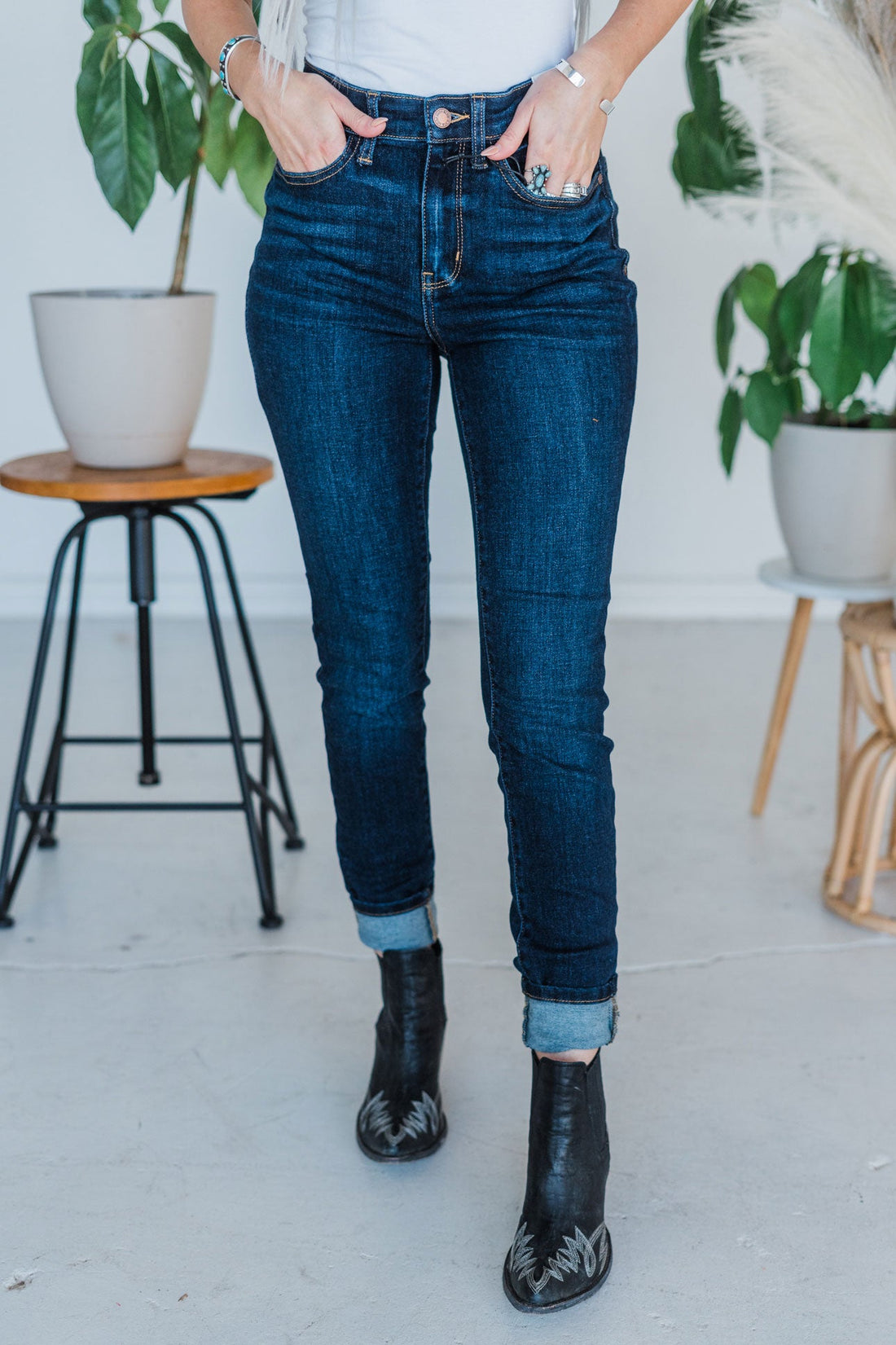 Judy Blue High Waist Skinny With Hand-Sanding Jeans - Whiskey Skies