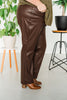 Judy Blue High Waist Tummy Control Faux Leather Straight Pants - Whiskey Skies