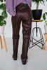Judy Blue High Waist Tummy Control Faux Leather Straight Pants - Whiskey Skies