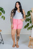 Judy Blue High Waist Tummy Control Pink Garment Dyed Shorts - Whiskey Skies - JUDY BLUE