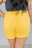 Judy Blue High Waist Tummy Control Yellow Garment Dyed Shorts - Whiskey Skies - JUDY BLUE