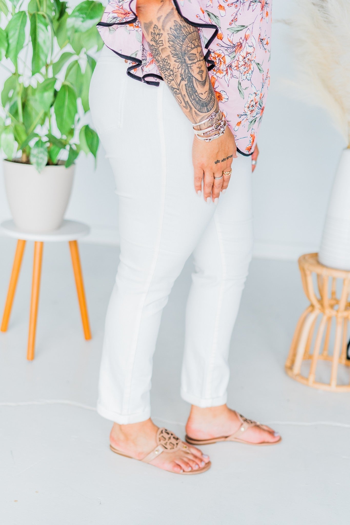 Judy Blue High Waist White Double Cuff Boyfriend - Whiskey Skies