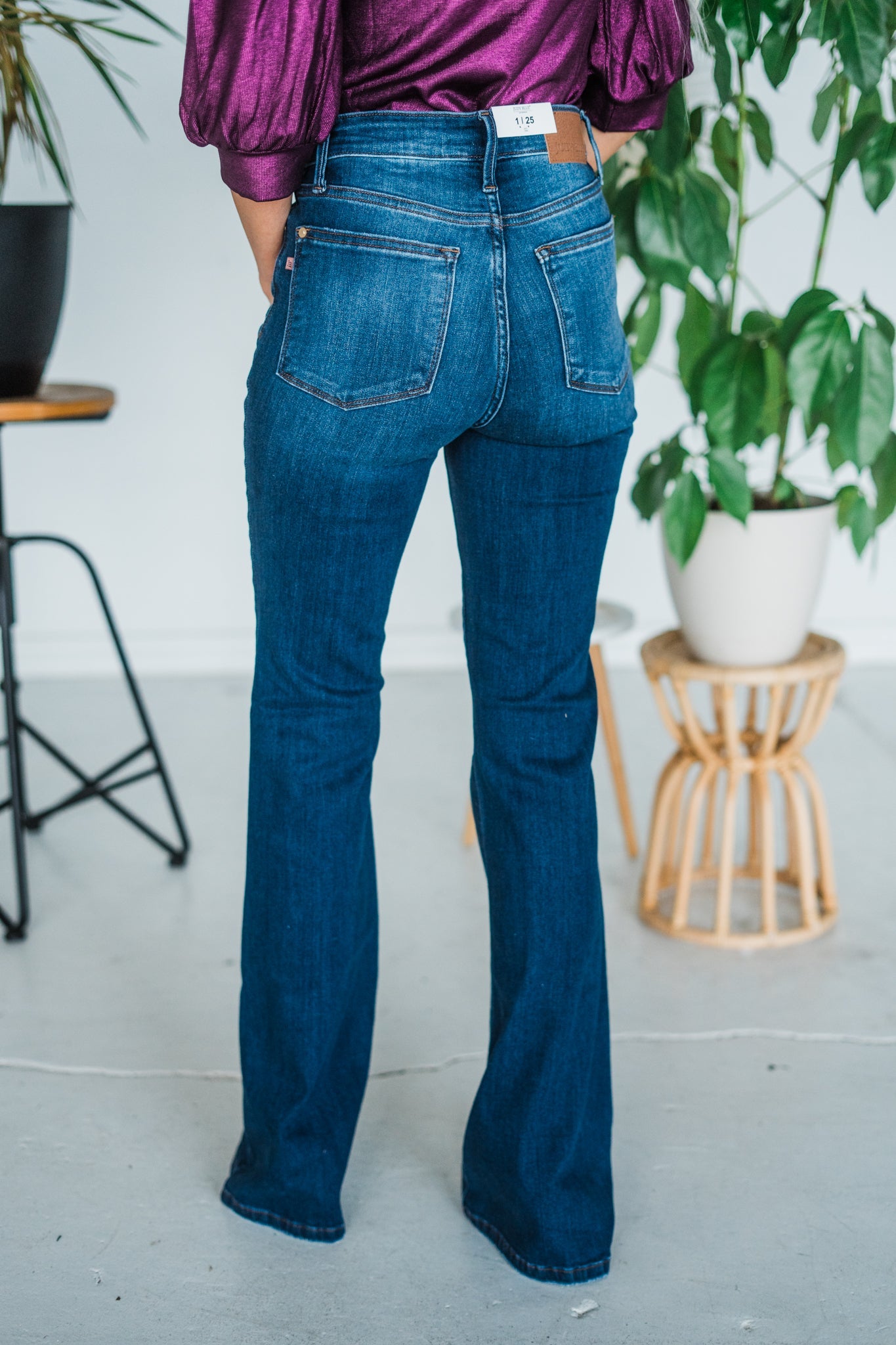Judy Blue High Waisted Classic Contrast Flare Jeans - Whiskey Skies
