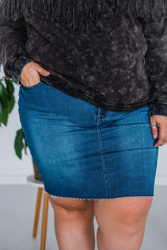 Judy Blue High Waisted Classic Fit Denim Skirt - Whiskey Skies