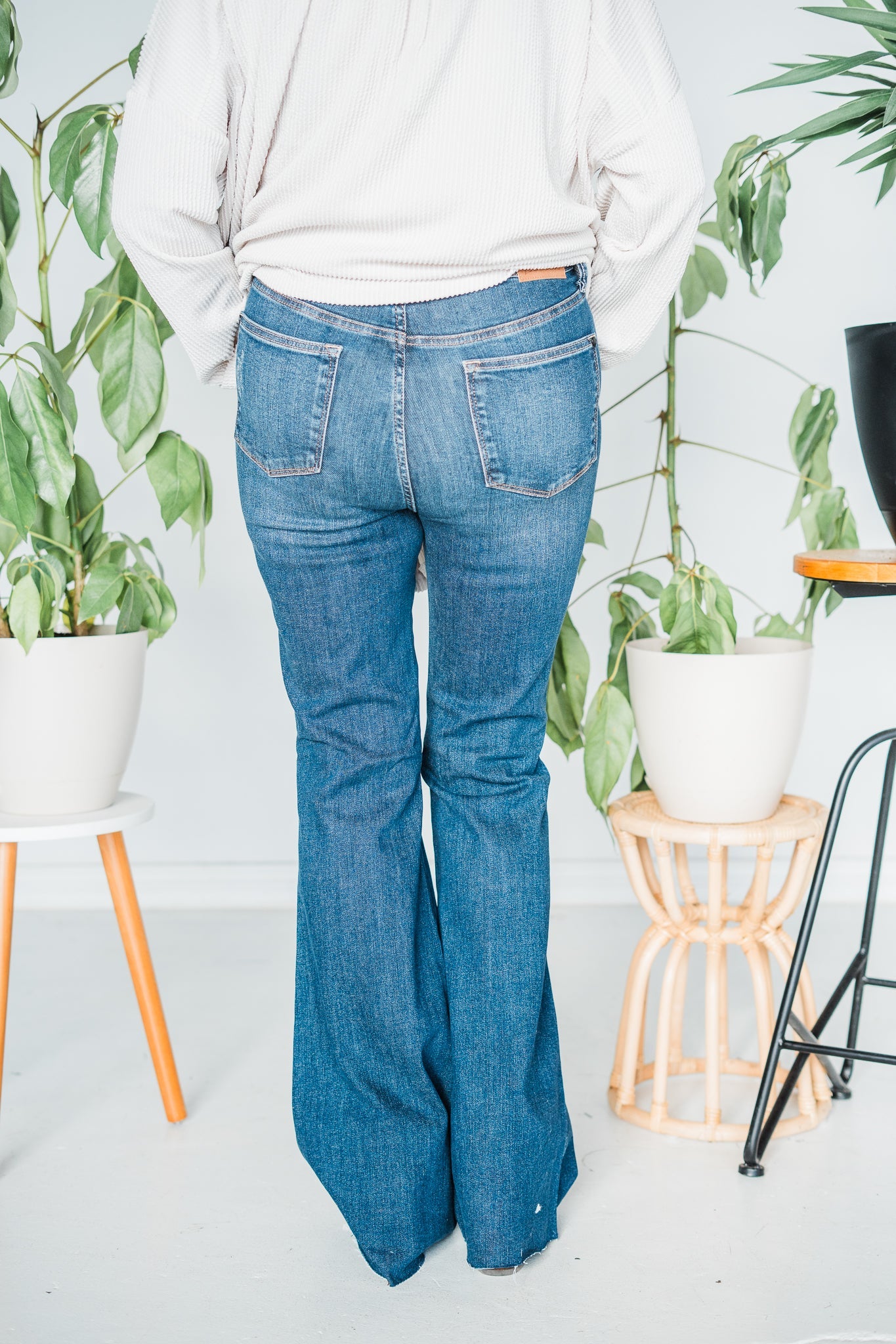 Judy Blue High Waisted Tummy Control Destroy Flare with Raw Hem - Whiskey Skies