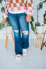 Judy Blue High Waisted Tummy Control Destroy Flare with Raw Hem - Whiskey Skies