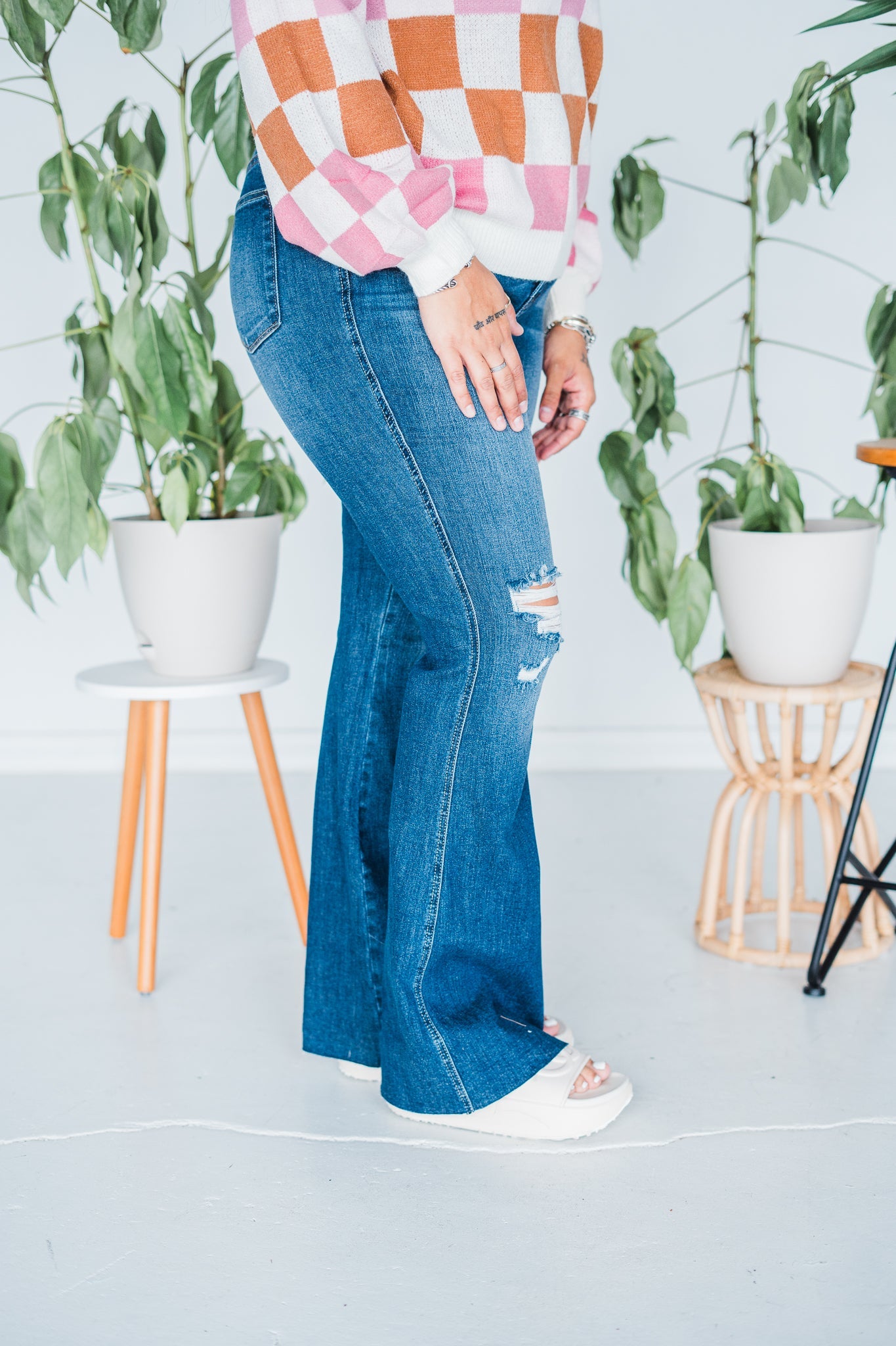 Judy Blue High Waisted Tummy Control Destroy Flare with Raw Hem - Whiskey Skies