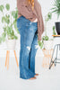 Judy Blue High Waisted Tummy Control Destroy Flare with Raw Hem - Whiskey Skies