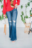 Judy Blue High Waisted Tummy Control Destroy Flare with Raw Hem - Whiskey Skies