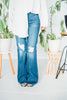 Judy Blue High Waisted Tummy Control Destroy Flare with Raw Hem - Whiskey Skies