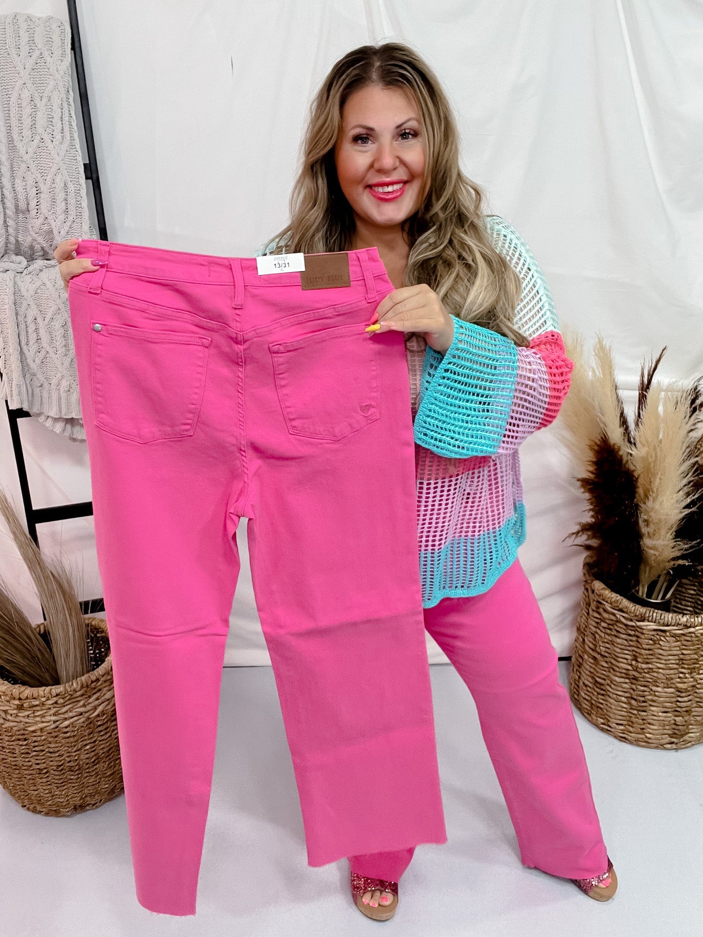 Judy Blue Hot Pink High Waist 90's Straight Jeans - Whiskey Skies