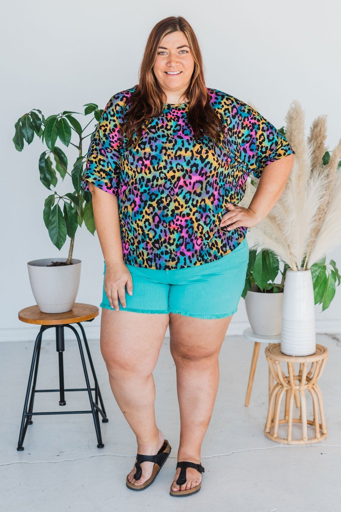 Judy Blue Mid Rise Aquamarine Garment Dyed Fray Hem Shorts - Whiskey Skies