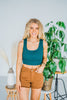 Judy Blue Mid Rise Brown Dyed Fray Hem Shorts - Whiskey Skies