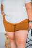 Judy Blue Mid Rise Brown Dyed Fray Hem Shorts - Whiskey Skies
