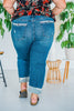 Judy Blue Mid Rise Destroy & Single Cuff Straight Dad Jeans
